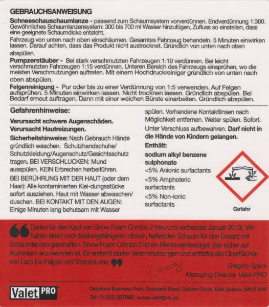 ValetPRO Snow Foam Combo2 1 Liter hinten