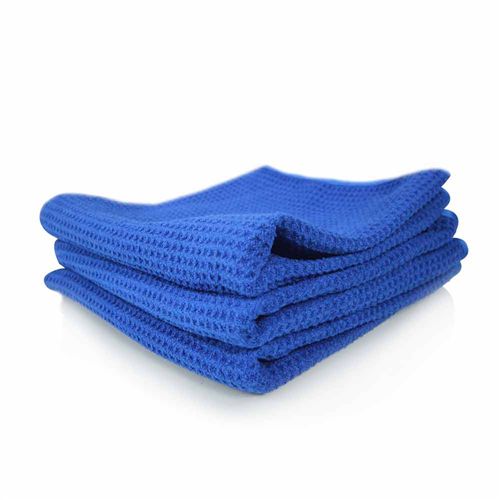 Waffle Weave Glas Towel Glas Tuch blau 2