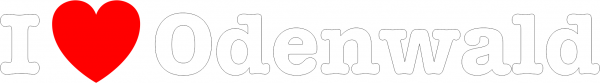 Aufkleber mit dem Schriftzug "I Love Odenwald" weiß und mit roten Herz in der Größe 297 x 40 mm