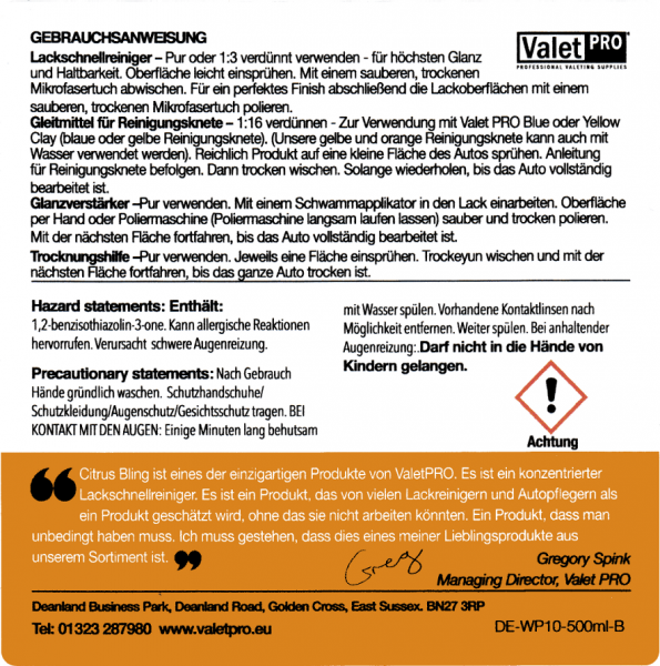 ValetPRO Citrus Bling 1 Liter 2