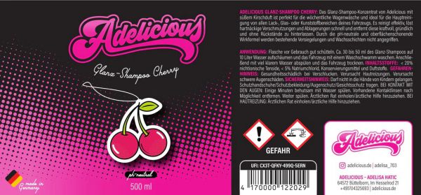 Adelicious Glanz-Shampoo Cherry, ph-neutral, pink,500ml