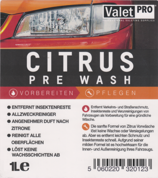 ValetPRO Citrus Pre-Wash 1 Liter vorne