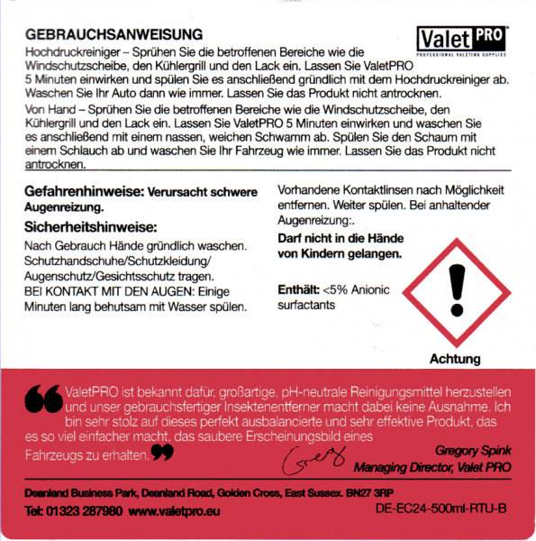 ValetPRO Bug Remover Insektenentferner 500ml 2