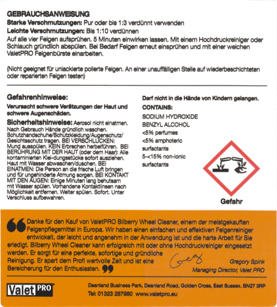 ValetPRO Bilberry Wheel Cleaner Felgenreiniger 5 Liter 2